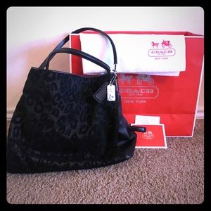 Black leopard print Coach Purse